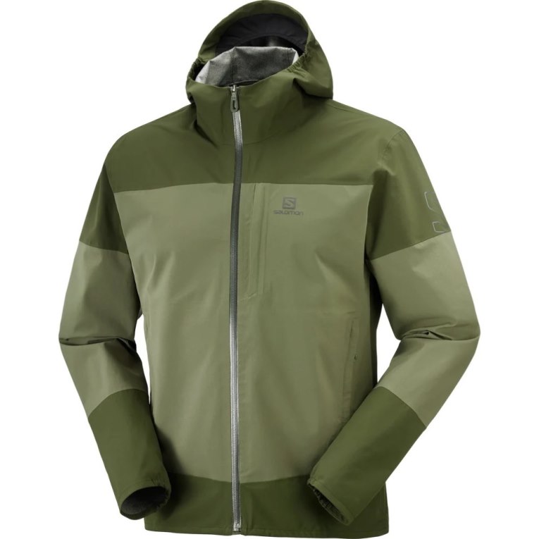 Olive Salomon Outrack Waterproof 2.5L Men's Shell Jackets | IE TW4986